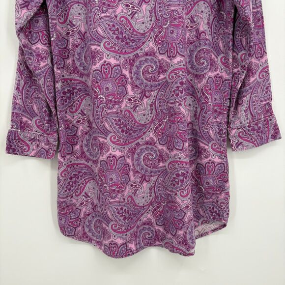 Lauren Ralph Lauren Black Label Sleep Shirt Gown, Sz Small, Paisley Button Down - Picture 6 of 9